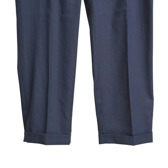 Ralph Ralph Lauren Navy Windowpane Straight Leg Cuffed Dress Pants Sz 42x29 - Picture 5 of 10